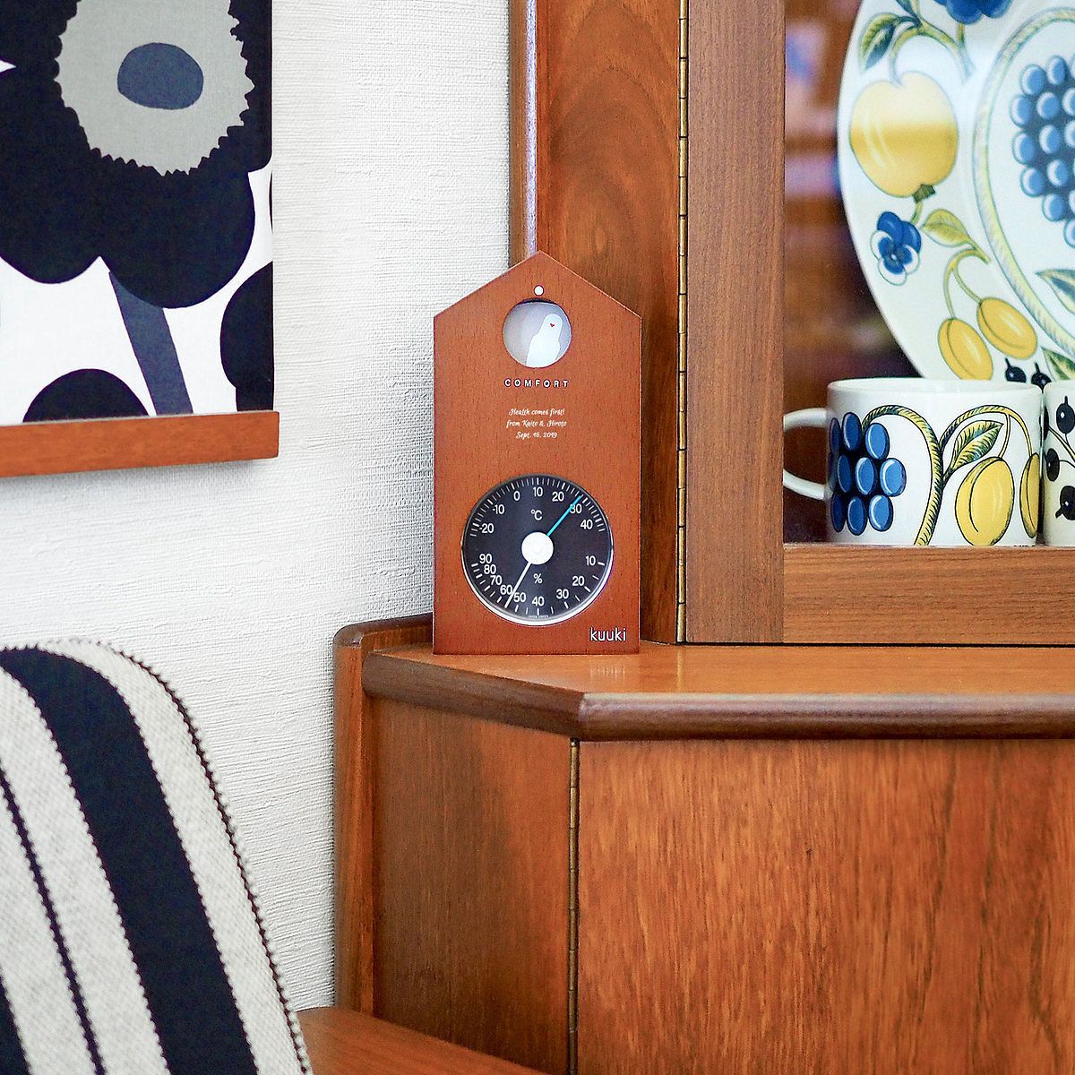 ハト温湿度計 ブラウン}