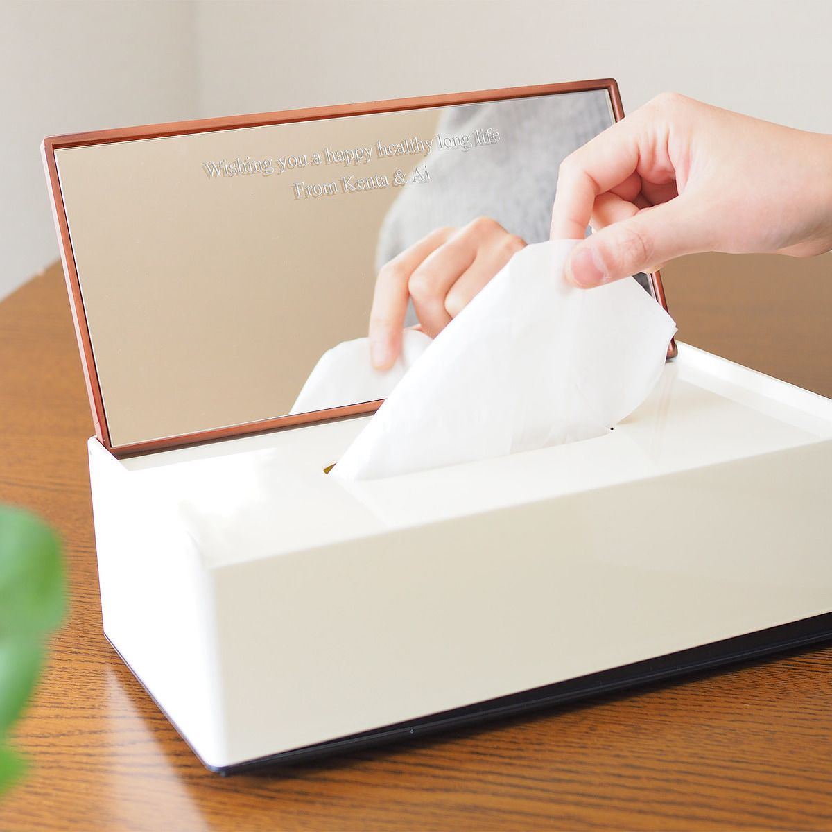 ミラーティッシュケース ブラウン}